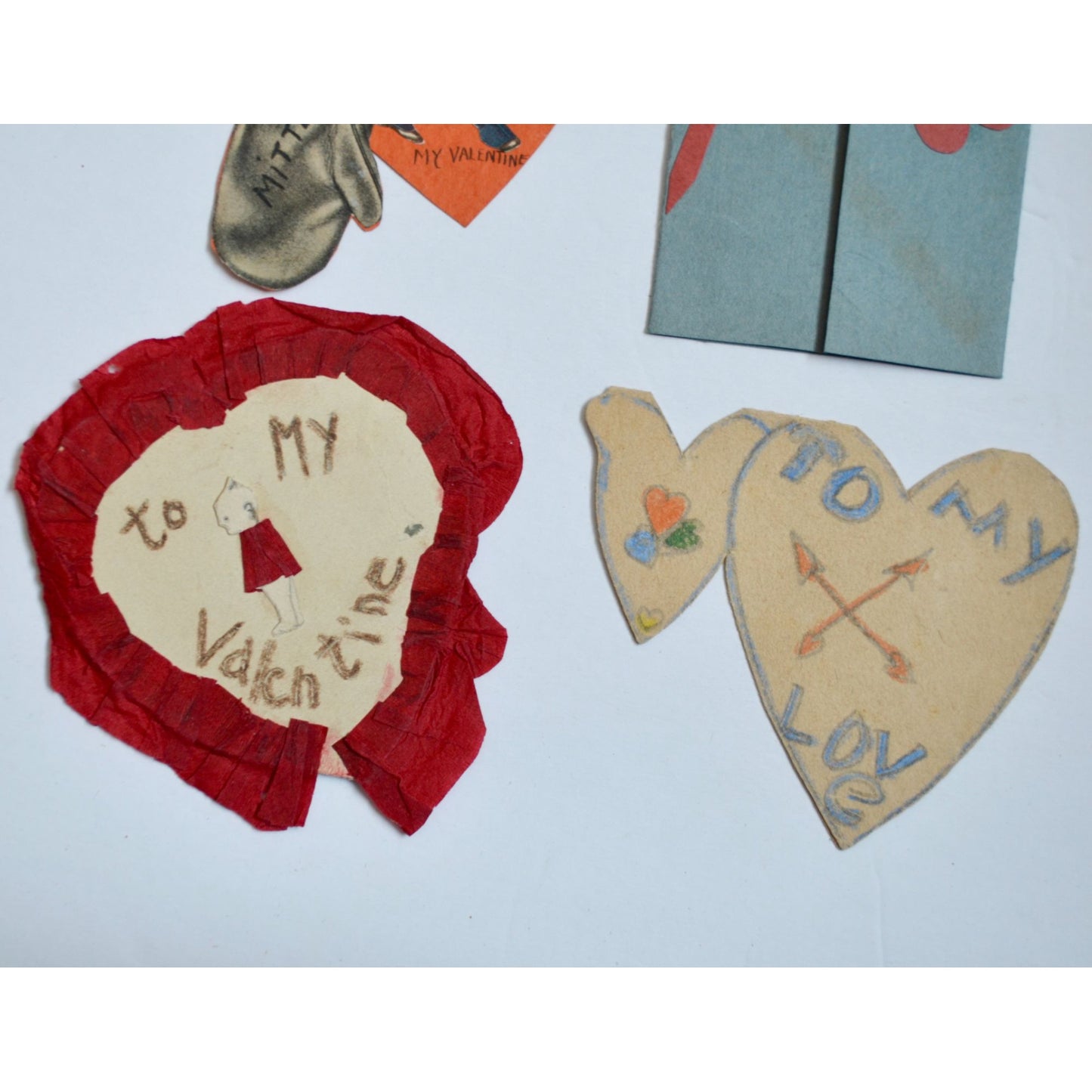 1930s Vintage HANDMADE OOAK Valentine Cards Unique Lot #3