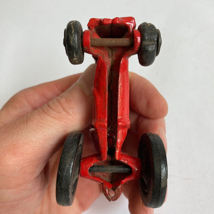 Vintage Arcade Fordson Tractor Cast Iron Toy Red w/ Farmer Man Antique 3.5"