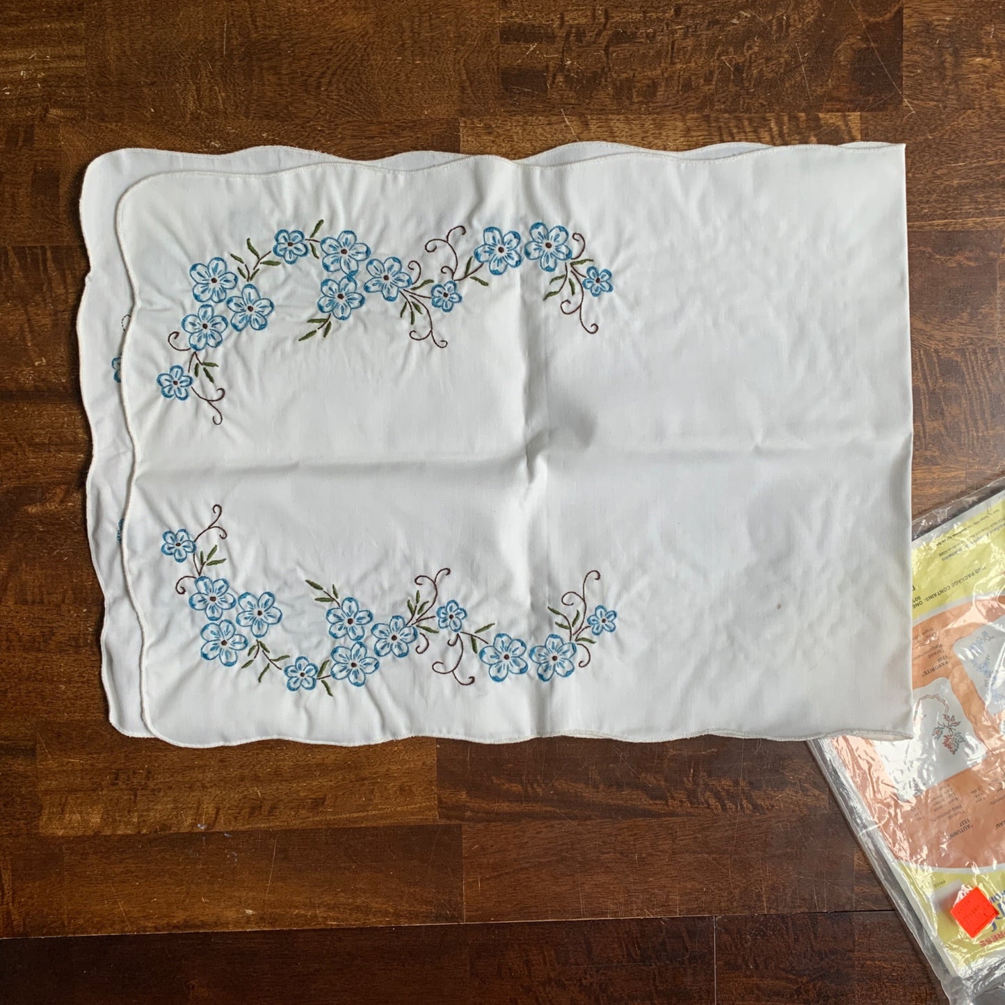 Vintage Vanity Dresser Embroidered Scarf with Original Packaging