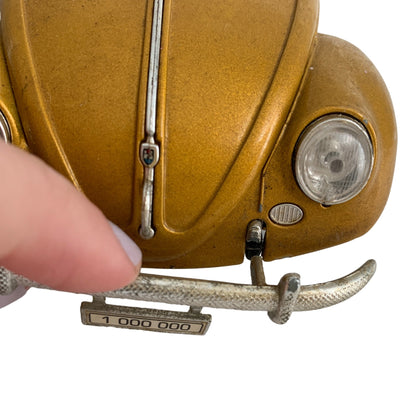 Burago 1955 Gold Volkswagon Beetle Diecast Car with Stand