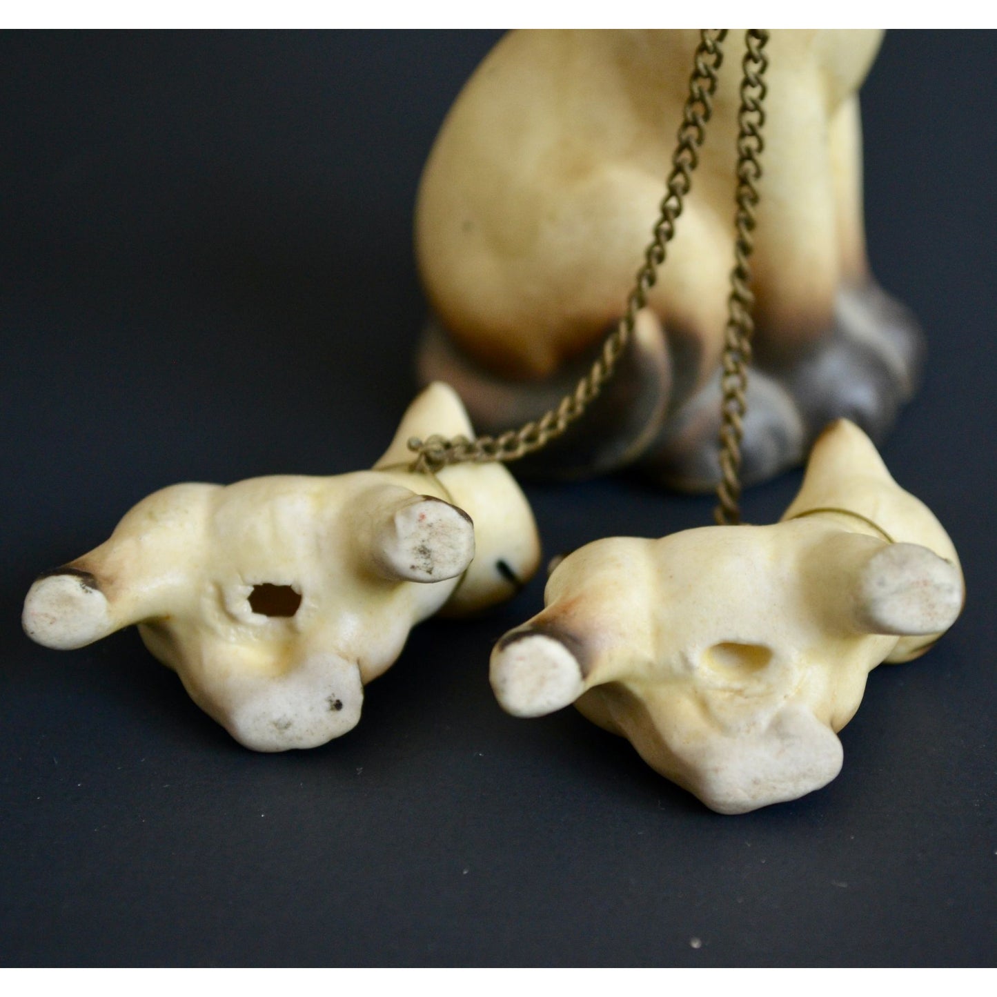 Victoria Ceramics Japan Siamese Cat Kittens Chained Vintage Figurine