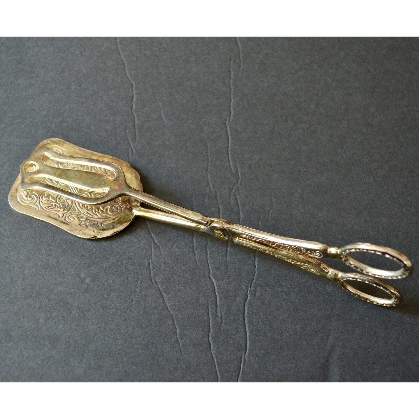 Vintage Ornate Silver Bread Pastry Tongs