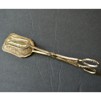 Vintage Ornate Silver Bread Pastry Tongs