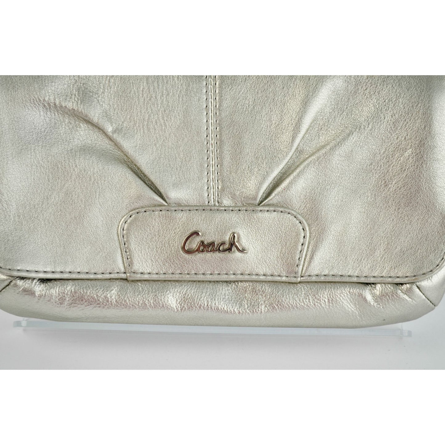 Coach Ashley Metallic Silver Leather Wristlet WITH HANGTAG