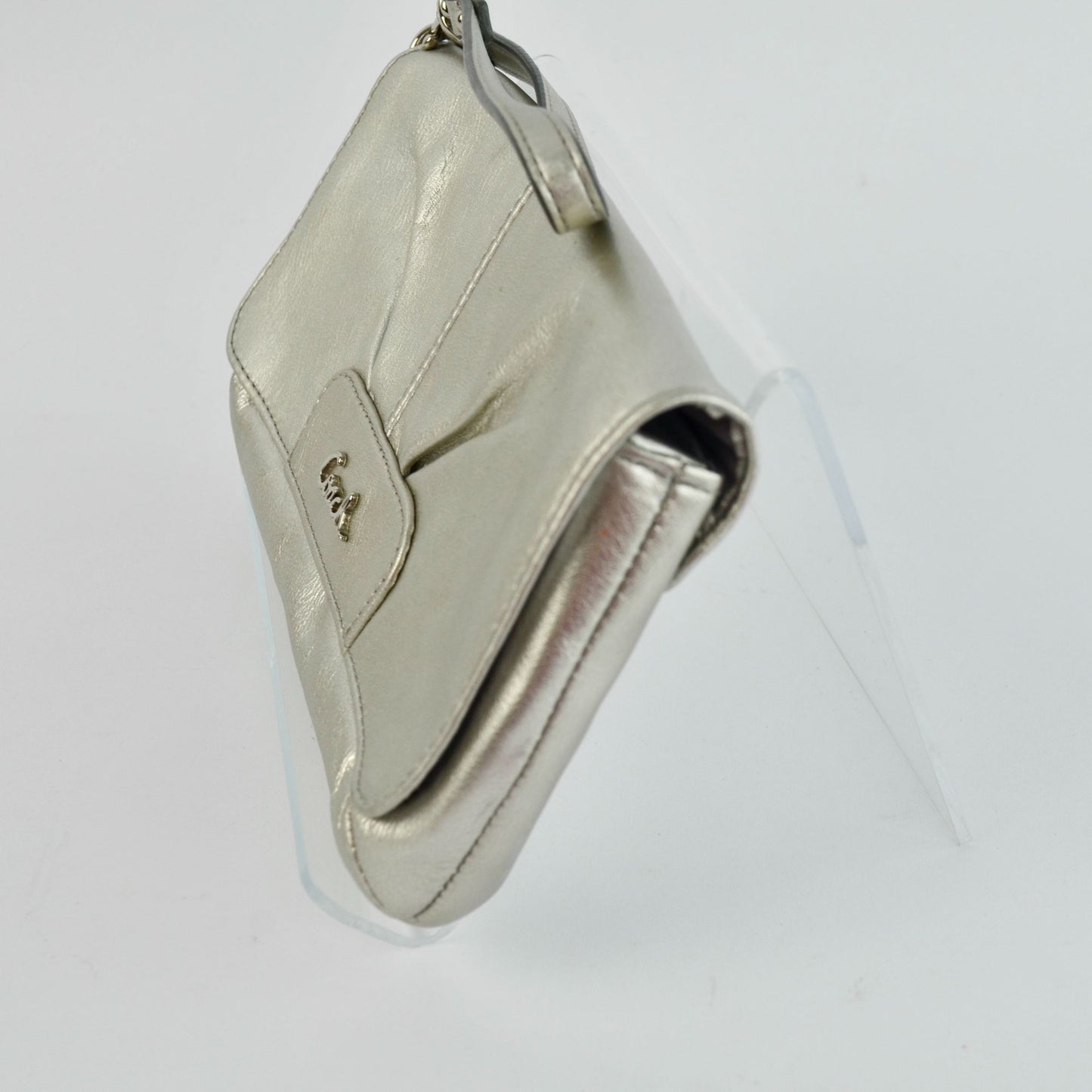 Coach Ashley Metallic Silver Leather Wristlet WITH HANGTAG