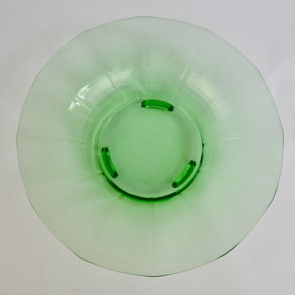 Vintage Uranium Vaseline Green Glass Footed Serving Bowl 12"