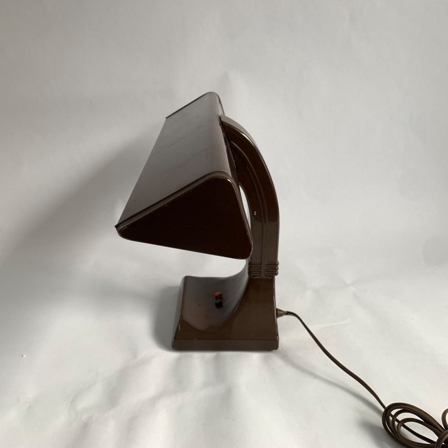 Vintage Lite Master Brown Metal Desk Lamp Wide WORKS!