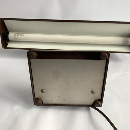 Vintage Lite Master Brown Metal Desk Lamp Wide WORKS!