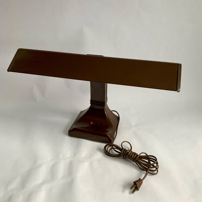 Vintage Lite Master Brown Metal Desk Lamp Wide WORKS!