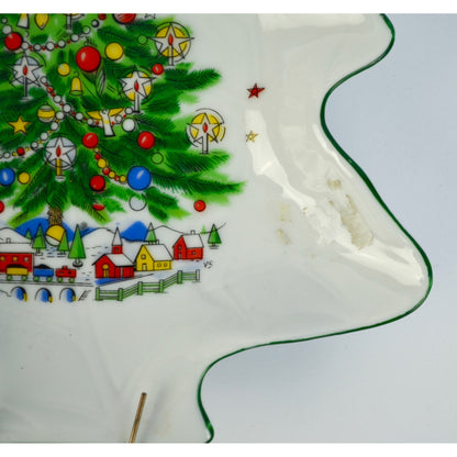 Salem Christmas Eve Tree Shaped Ceramic Plate with Hanger