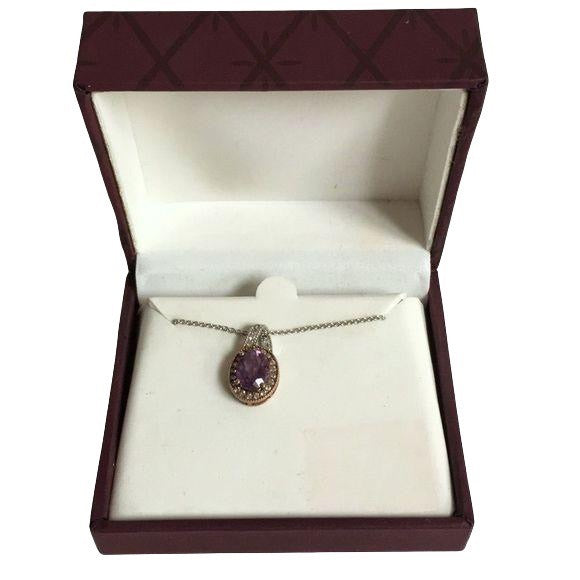New Silver Plate Purple Stone Necklace