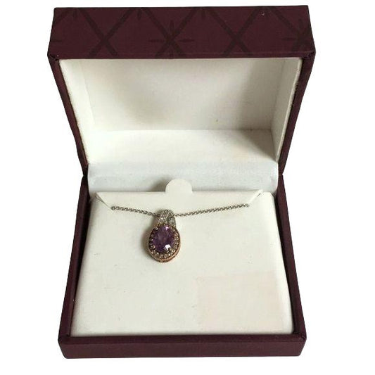 New Silver Plate Purple Stone Necklace