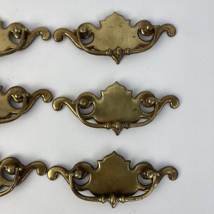 Lot 9.5 Vintage Brass Drop-Bail Drawer Pulls Batwing Chippendale Handles 3"-C