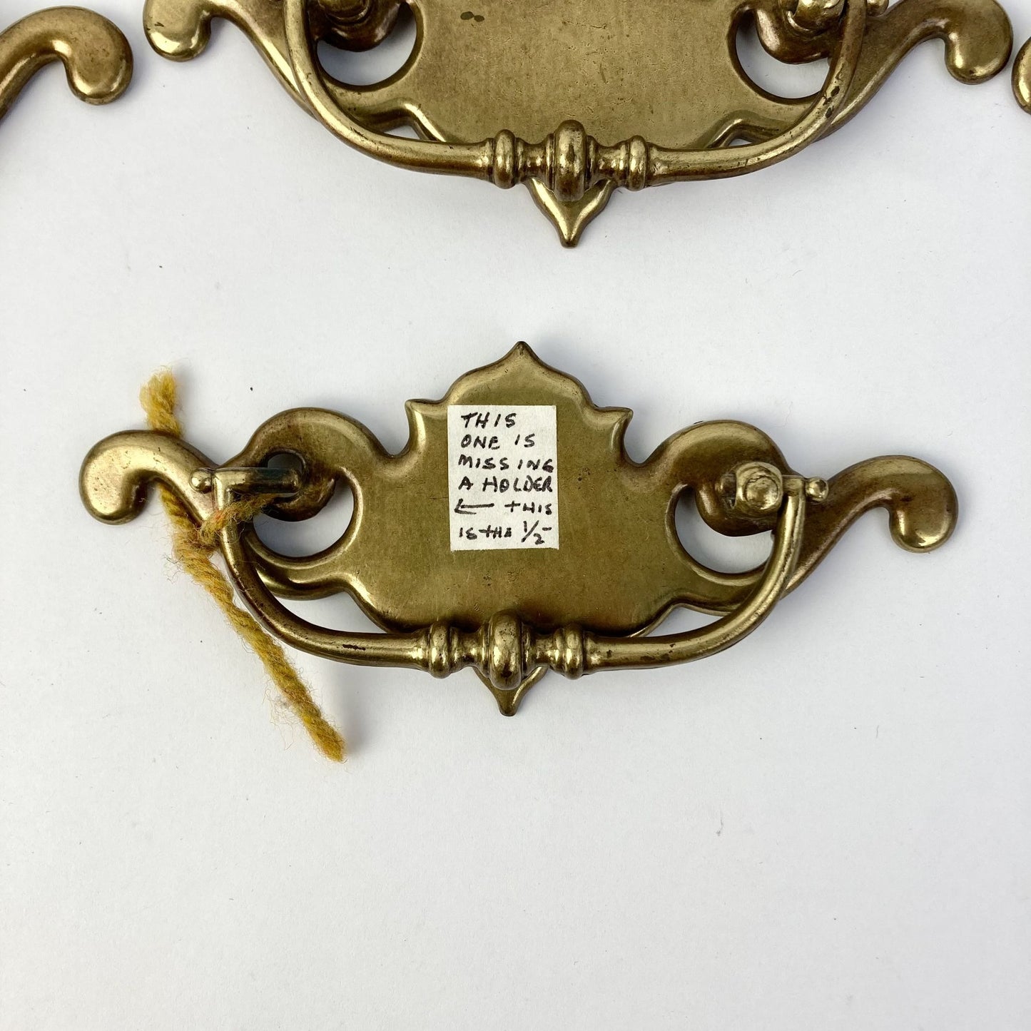 Lot 9.5 Vintage Brass Drop-Bail Drawer Pulls Batwing Chippendale Handles 3"-C