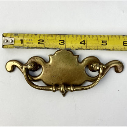 Lot 9.5 Vintage Brass Drop-Bail Drawer Pulls Batwing Chippendale Handles 3"-C