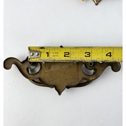 Lot 9.5 Vintage Brass Drop-Bail Drawer Pulls Batwing Chippendale Handles 3"-C