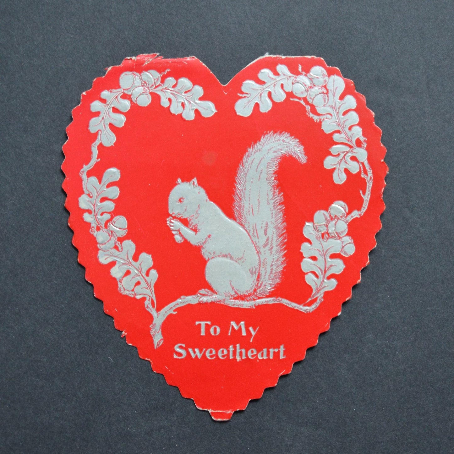 To My Sweetheart Squirrel Vintage Valentine Red Heart