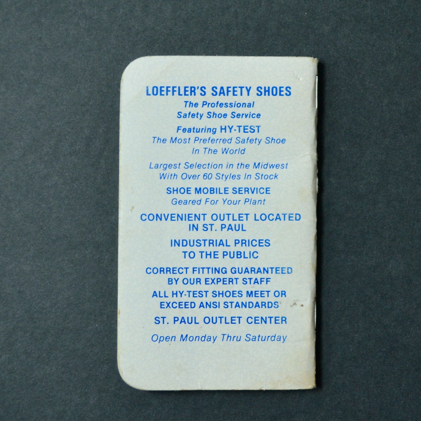 Hy-Test Loeffler's Safety Shoes St. Paul MN Advertising Notebook 1988 Vintage