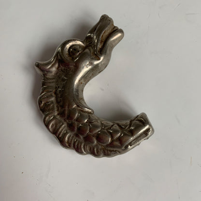 Vintage Dragon Head Walking Cane Handle Topper Hood Ornament Metal HEAVY!