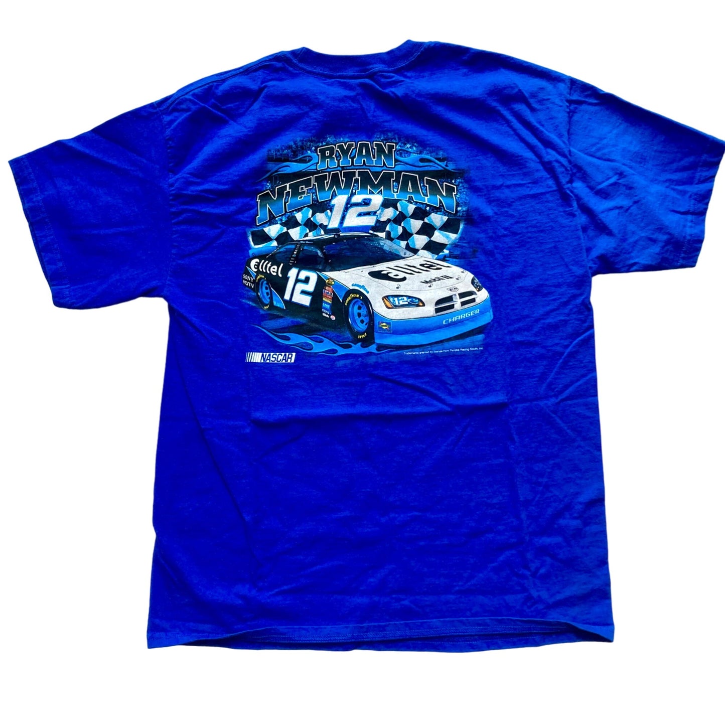 Vintage NASCAR Ryan Newman #12 T-Shirt Men's L Alltel Penske Racing Blue Dodge