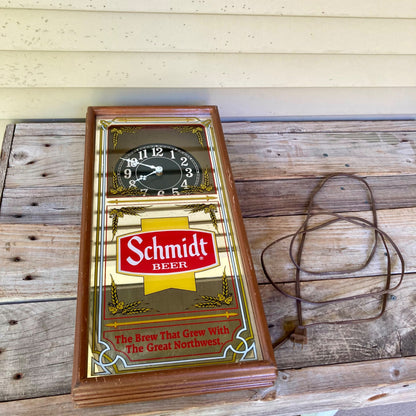 Vintage 1987 Schmidt Beer Illuminated Clock Sign