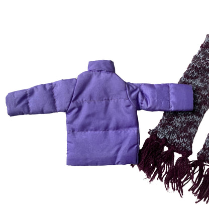 Barbie Purple & Silver Puffer Winter Jacket with Scarf