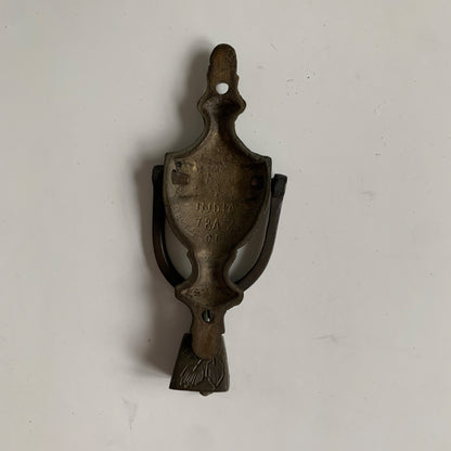 Vintage Bells of Sarna Door Knocker w/ Bell Small Engraved India Metal