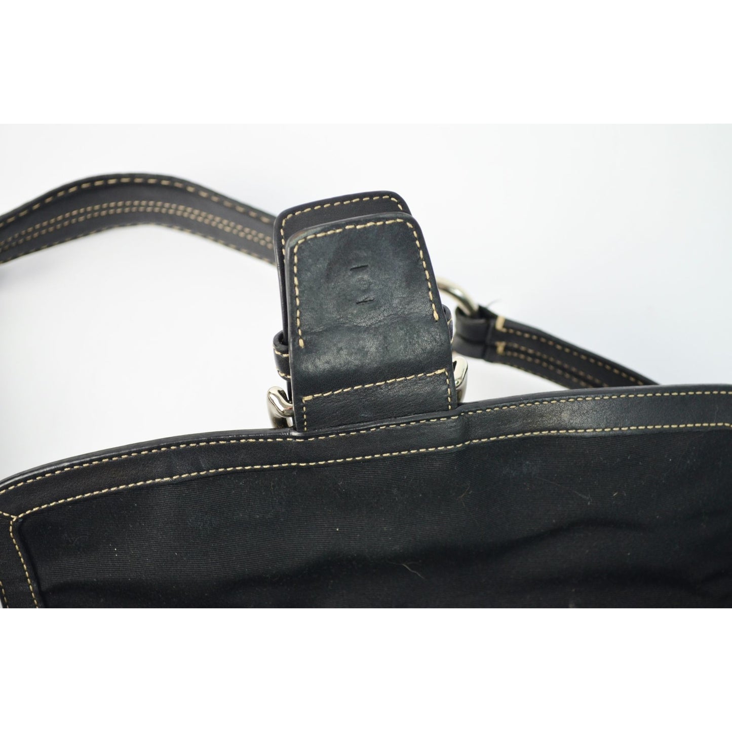 COACH 1463 SOHO Shoulder Bag Hand Bag Canvas Leather Signature Black HOBO Y2K