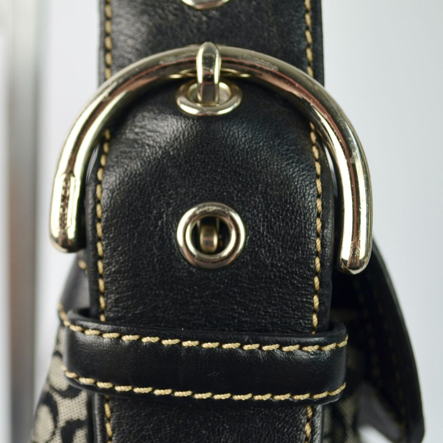 COACH 1463 SOHO Shoulder Bag Hand Bag Canvas Leather Signature Black HOBO Y2K
