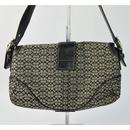 COACH 1463 SOHO Shoulder Bag Hand Bag Canvas Leather Signature Black HOBO Y2K