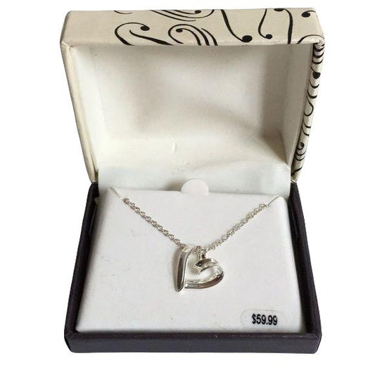 NEW Silver Plate Twist Heart Necklace