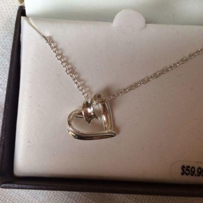NEW Silver Plate Twist Heart Necklace