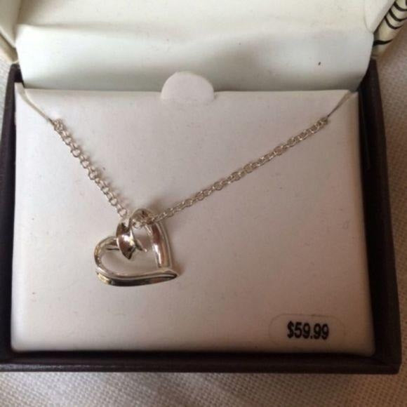 NEW Silver Plate Twist Heart Necklace