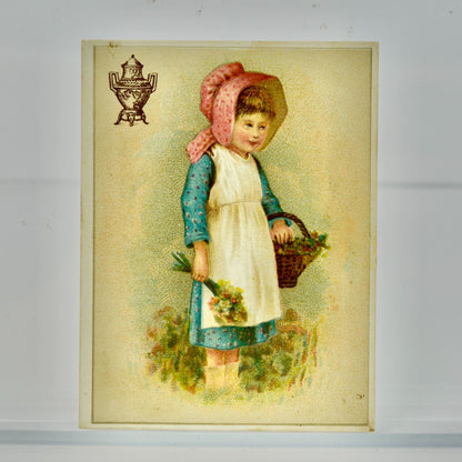 Dilworth's Coffee Antique Victorian Trading Card Girl Basket