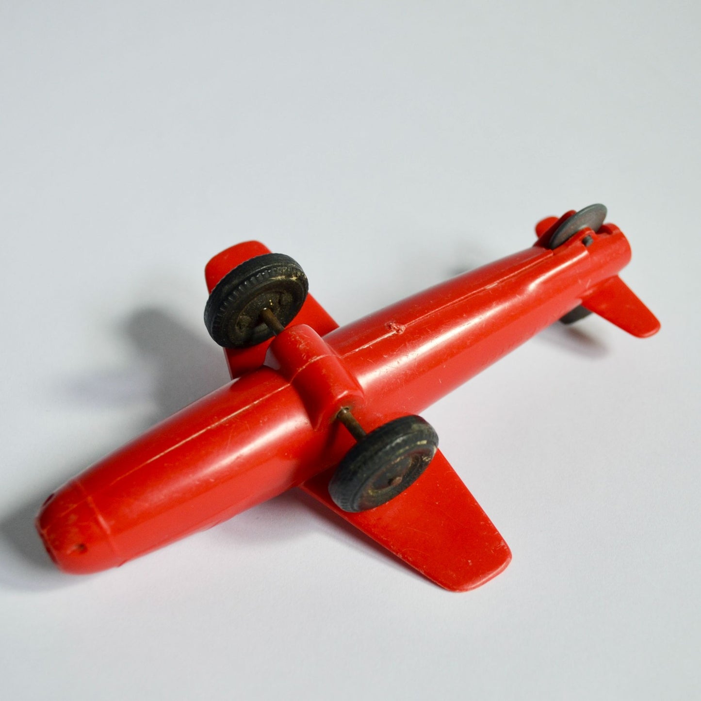 Vintage Marx Toy Pull Rudder Airplane Bell X-1 Experimental Jet Red