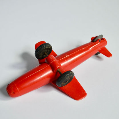 Vintage Marx Toy Pull Rudder Airplane Bell X-1 Experimental Jet Red