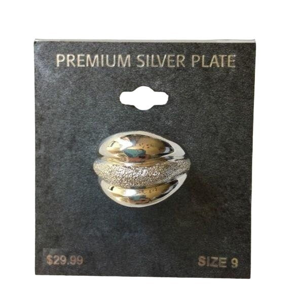 Premium Silver Plate Textured Ring Size 9 New