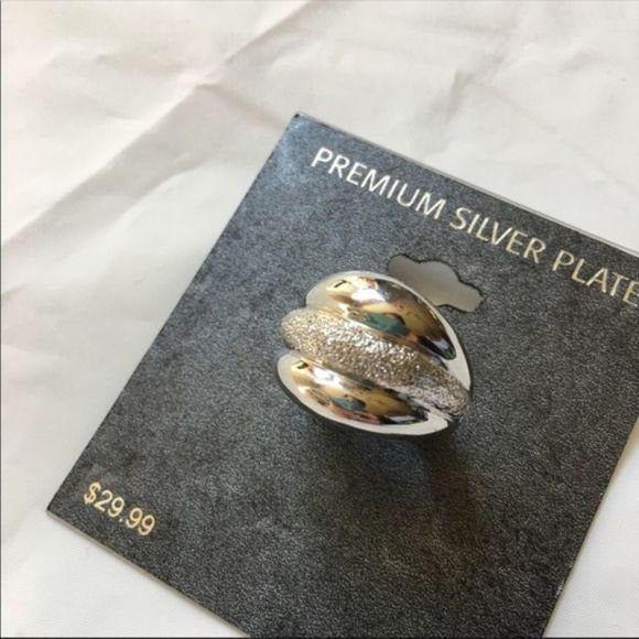 Premium Silver Plate Textured Ring Size 9 New