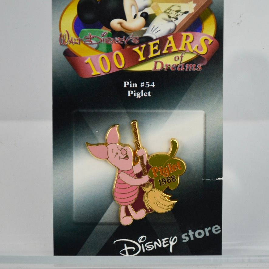 Walt Disneys 100 Years Of Dreams Pin #54 Piglet 1968 Collectible Enamel Pin On Original Card