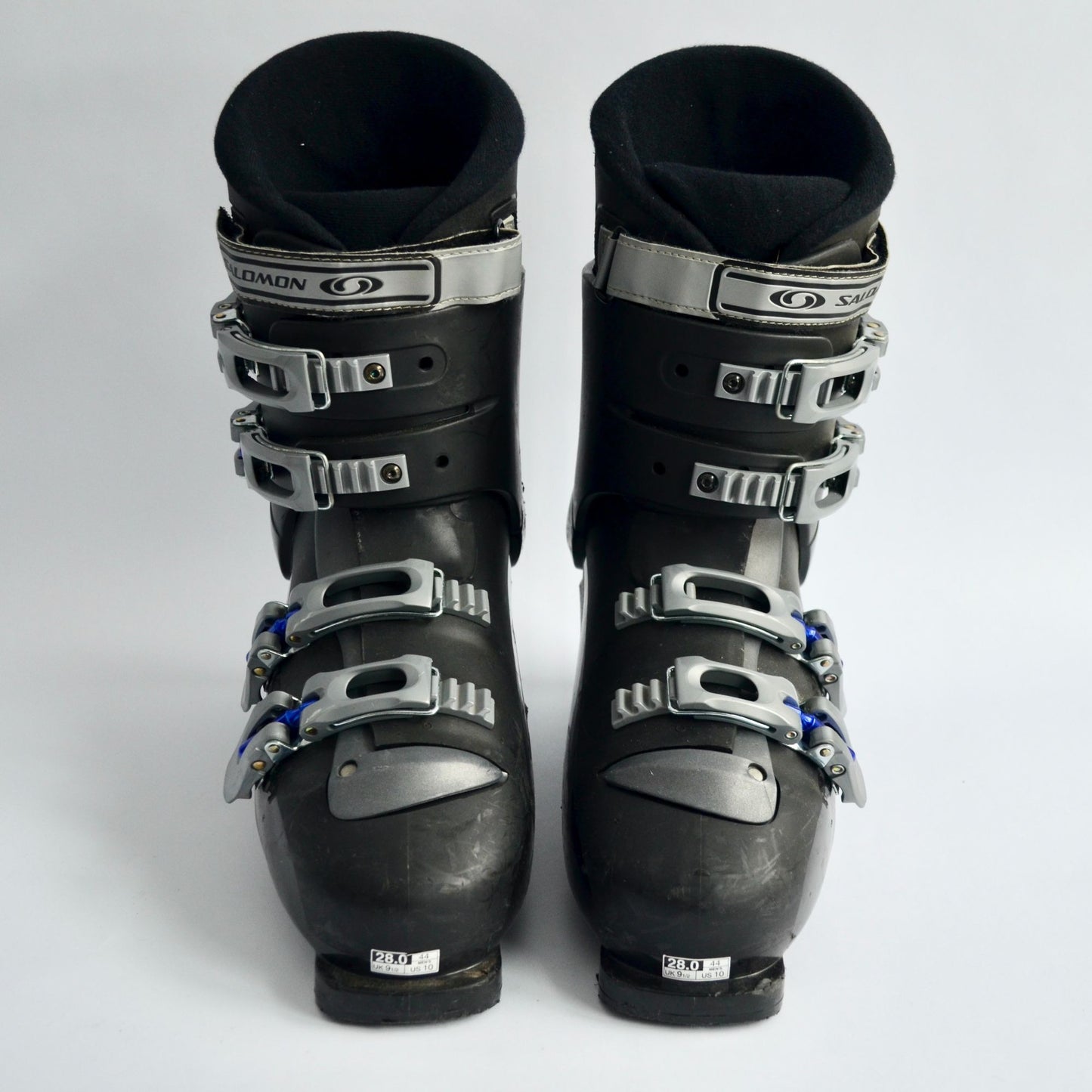 Salomon Performa TF2 Ski Boots Mondo Size 28 US Men's 10 Black Silver Blue