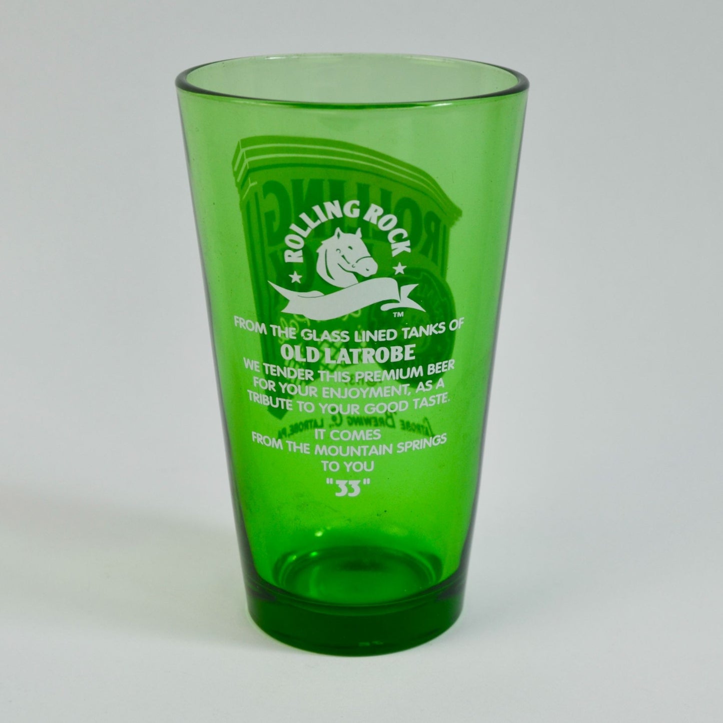 Rolling Rock Extra Pale Green Drinking Glass