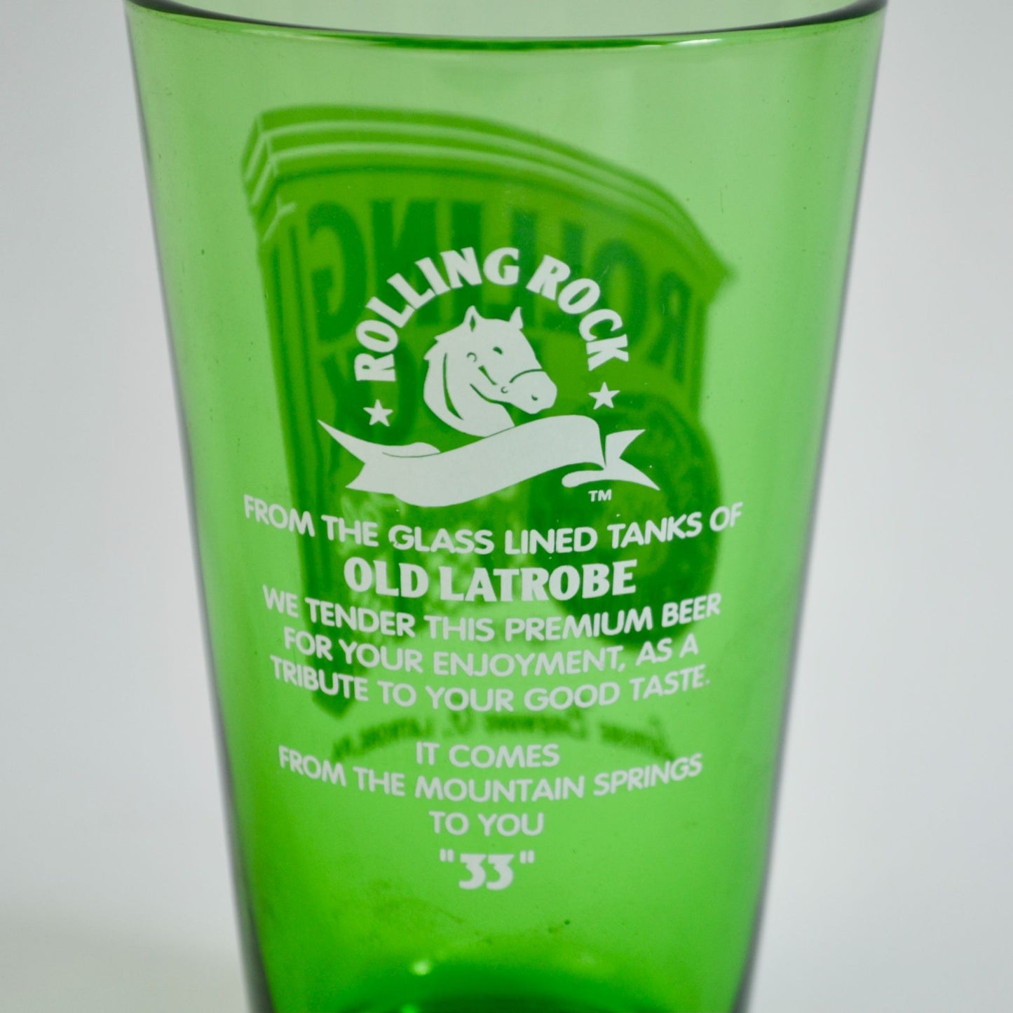 Rolling Rock Extra Pale Green Drinking Glass