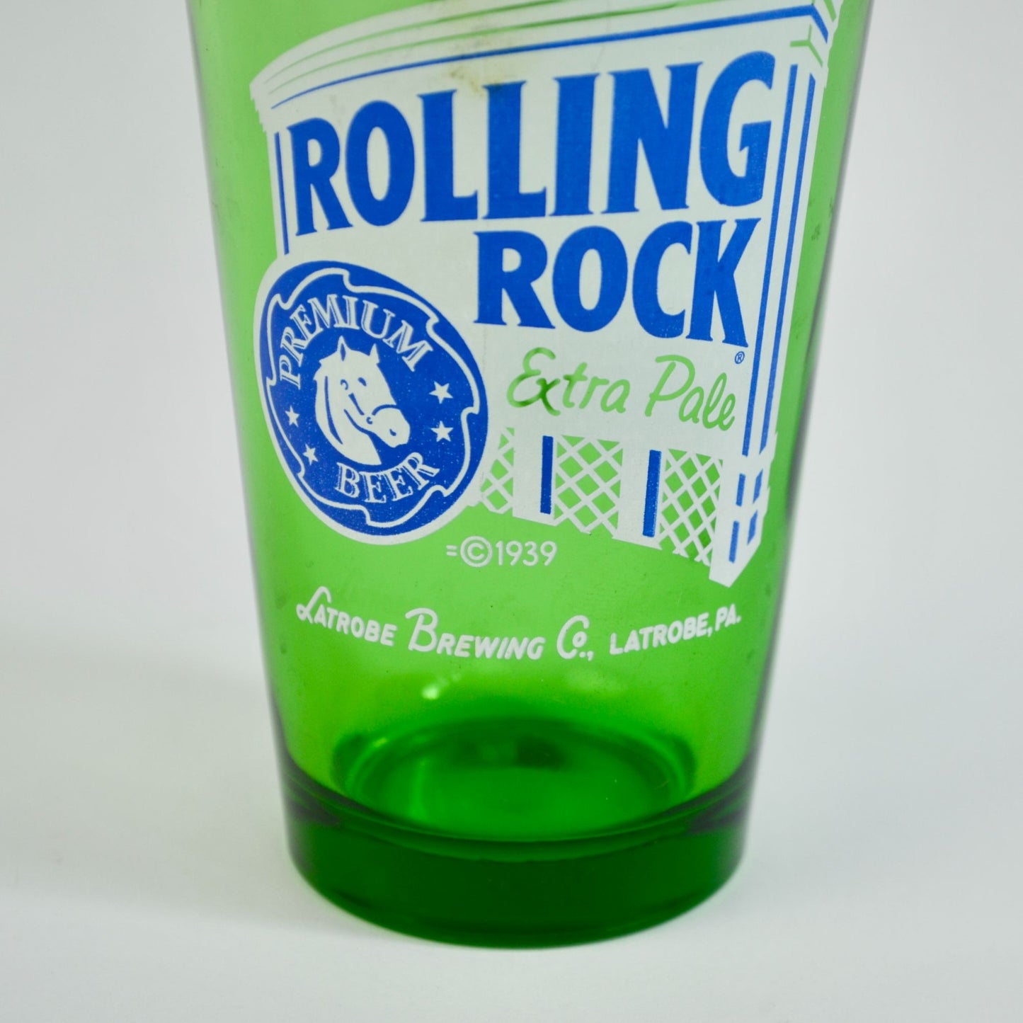 Rolling Rock Extra Pale Green Drinking Glass
