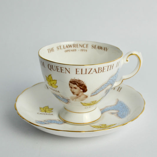Tuscan H.M. Queen Elizabeth II St. Lawrence Seaway 1959 Cup Saucer