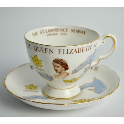 Tuscan H.M. Queen Elizabeth II St. Lawrence Seaway 1959 Cup Saucer