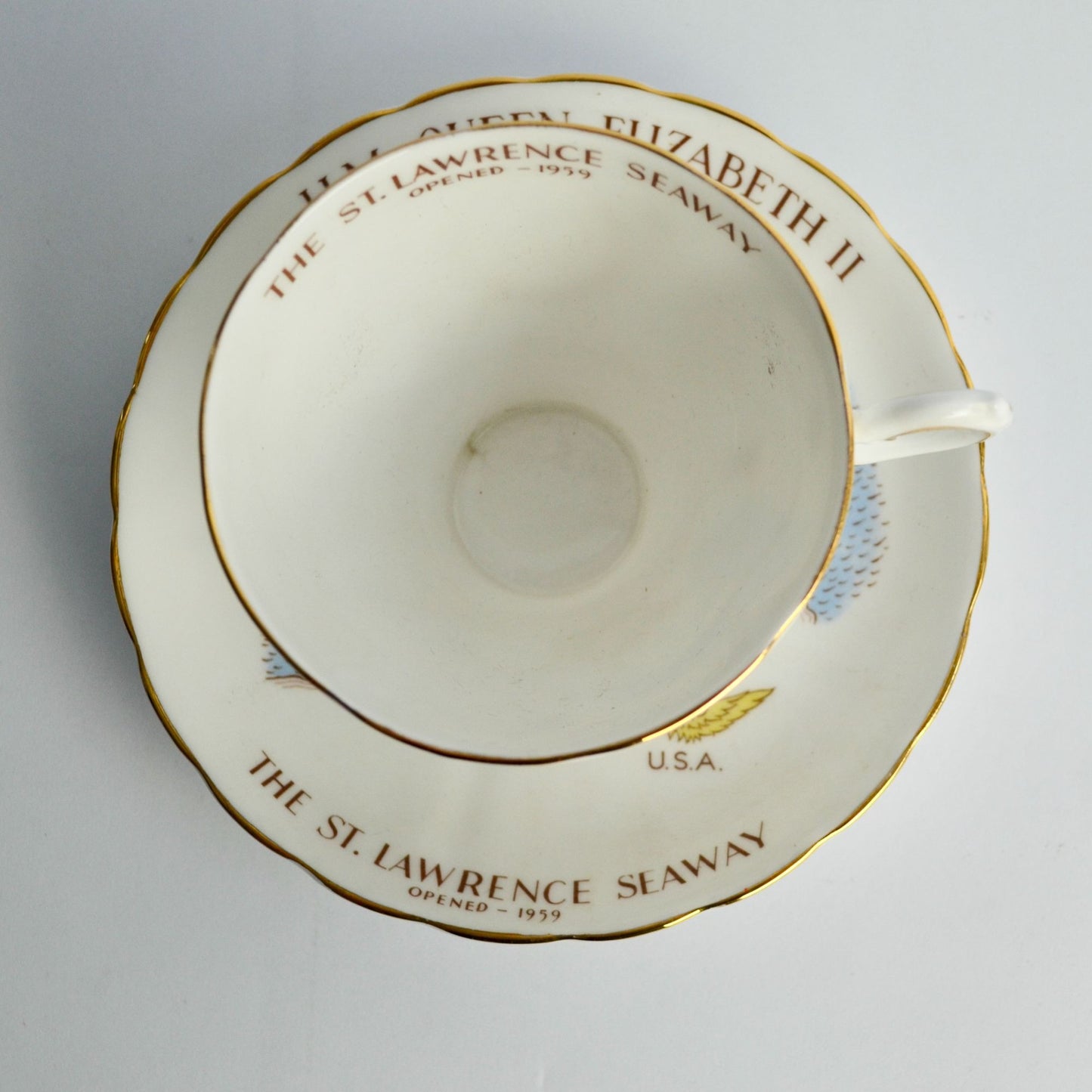 Tuscan H.M. Queen Elizabeth II St. Lawrence Seaway 1959 Cup Saucer