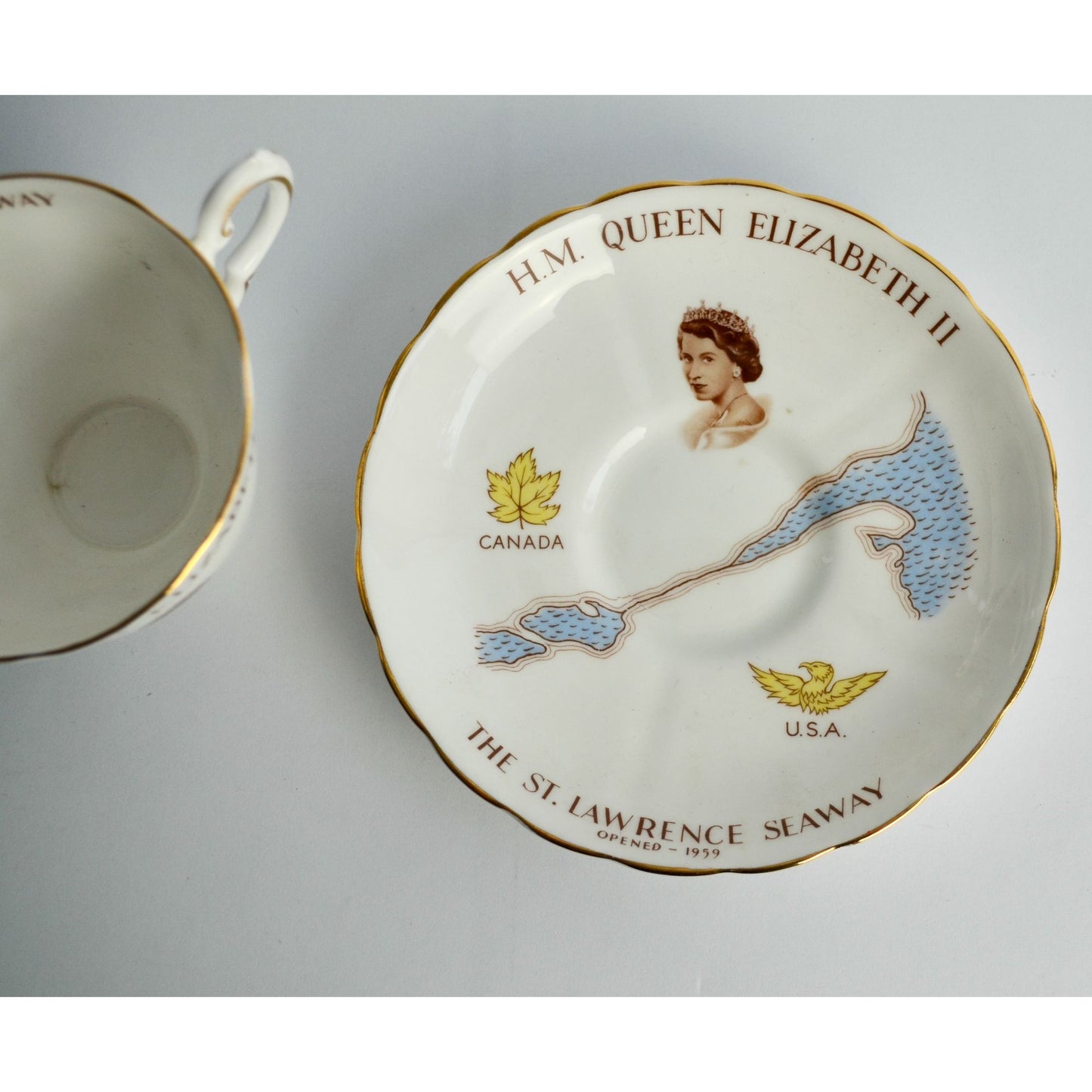 Tuscan H.M. Queen Elizabeth II St. Lawrence Seaway 1959 Cup Saucer