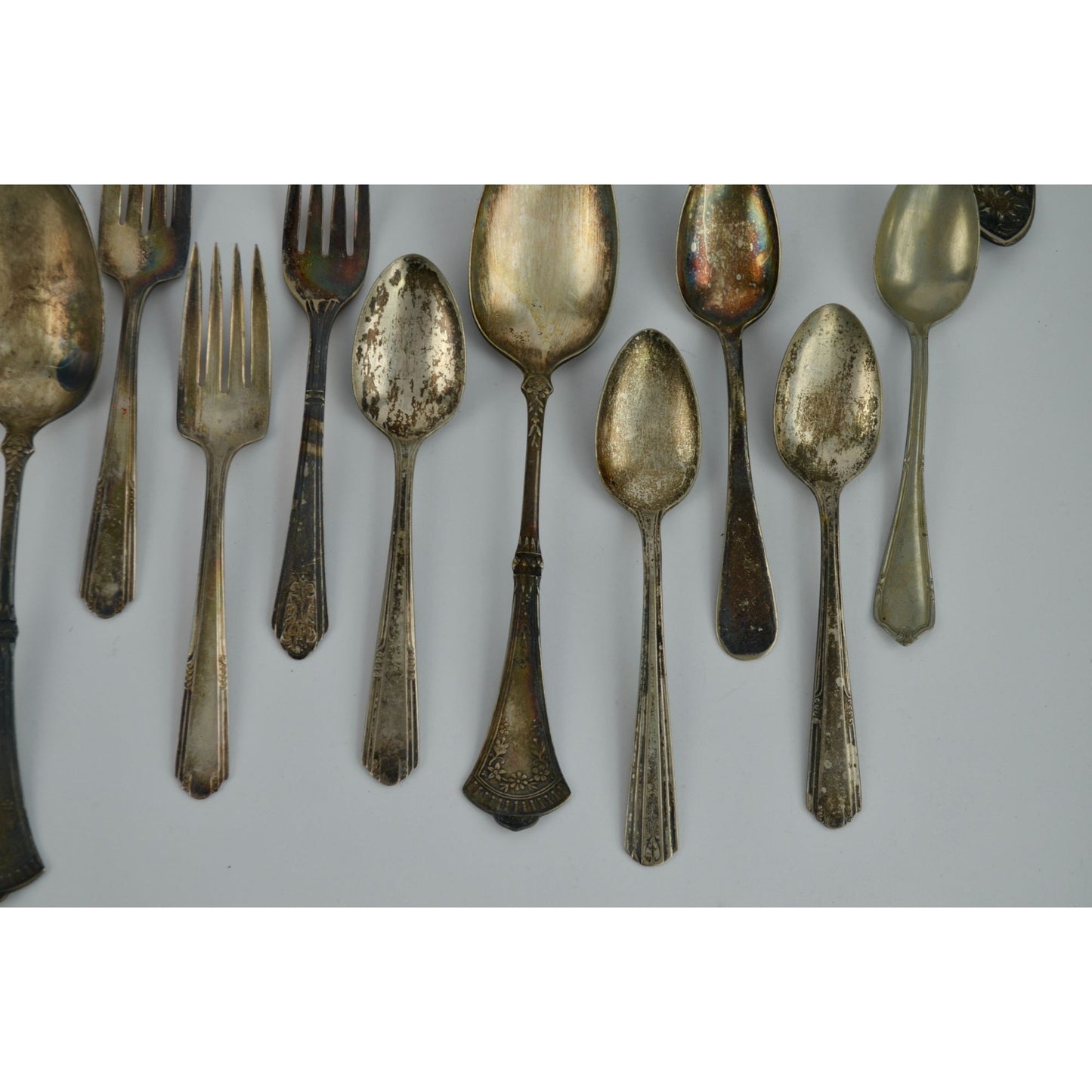 Large Lot 44 Vintage Antique Silverware Flatware Mixed Brands Patterns