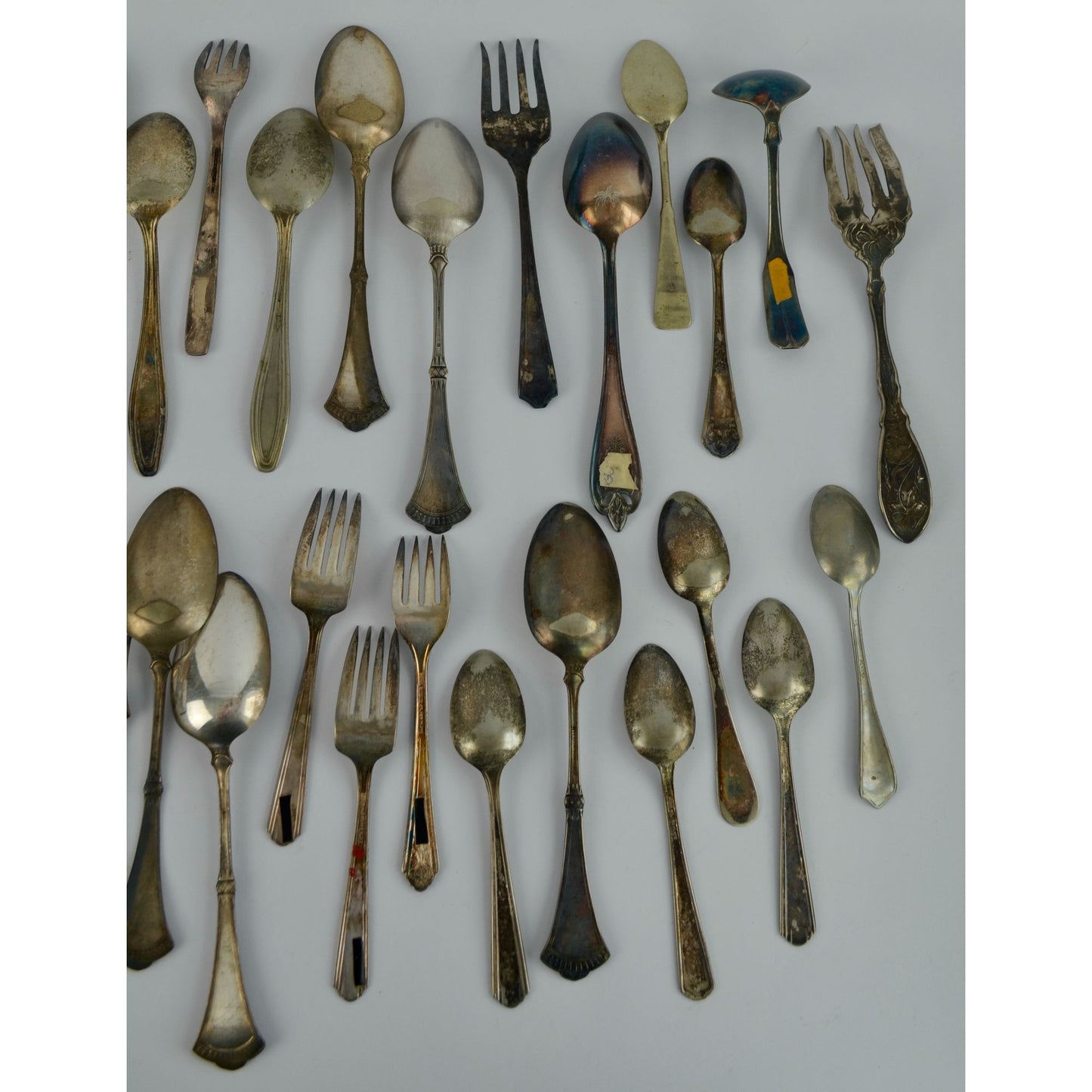 Large Lot 44 Vintage Antique Silverware Flatware Mixed Brands Patterns