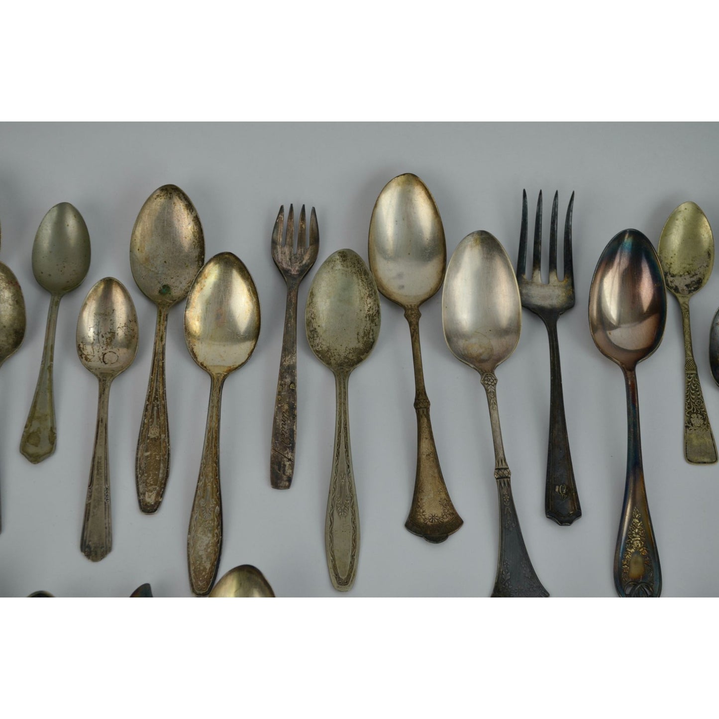 Large Lot 44 Vintage Antique Silverware Flatware Mixed Brands Patterns